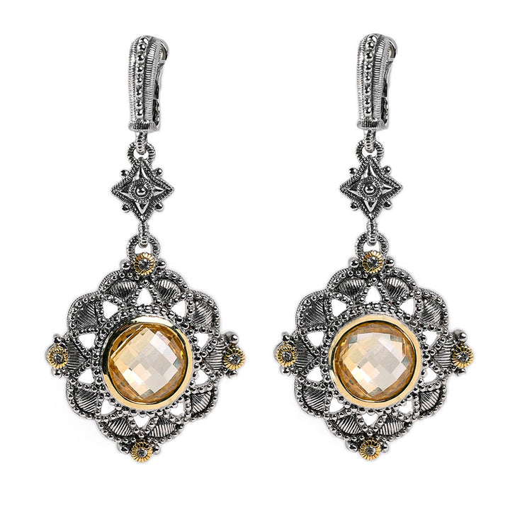 Judith Ripka Sterling & Canary Crystal Drop Earrings