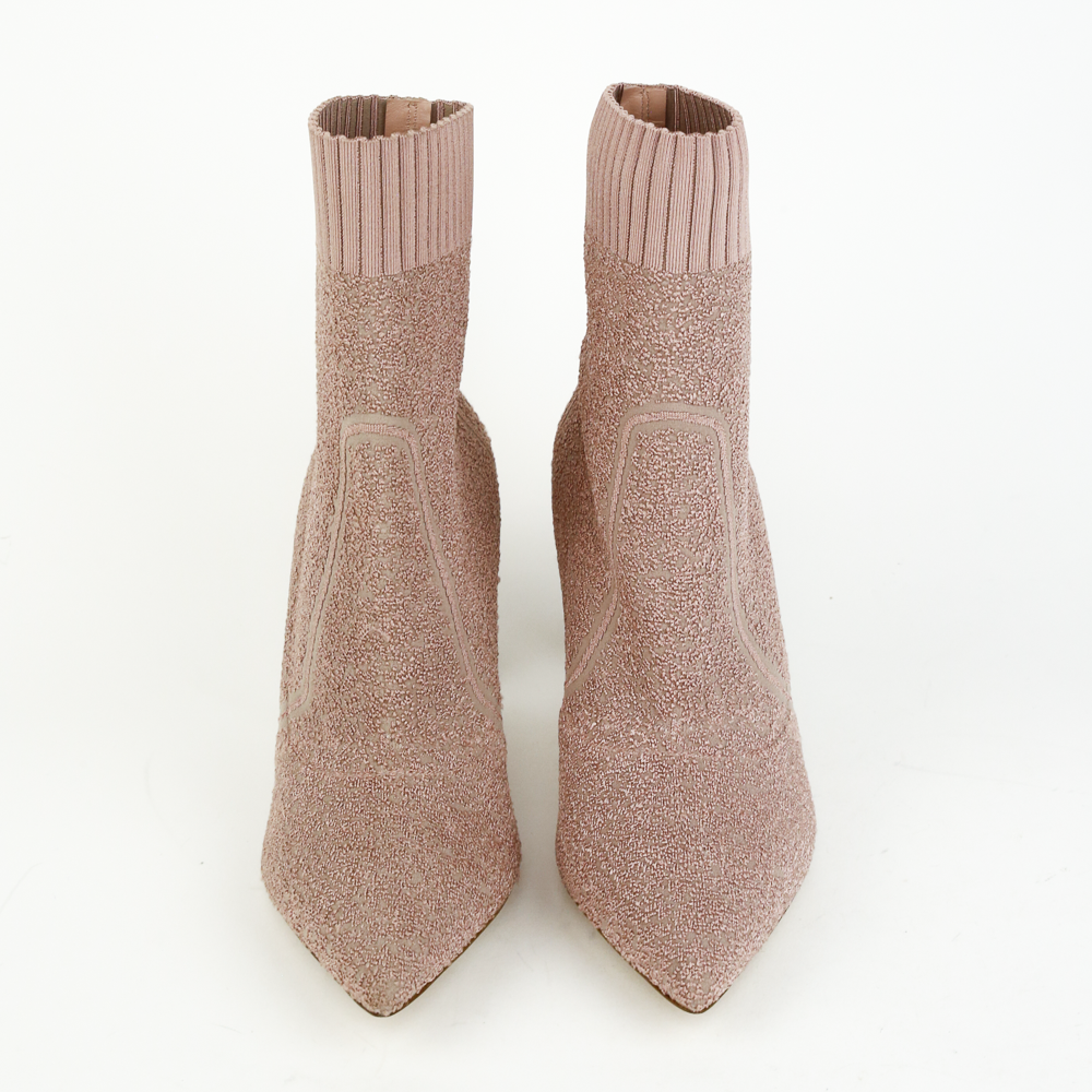 Gianvito Rossi Fiona Pink Bouclé Knit Ankle Boots