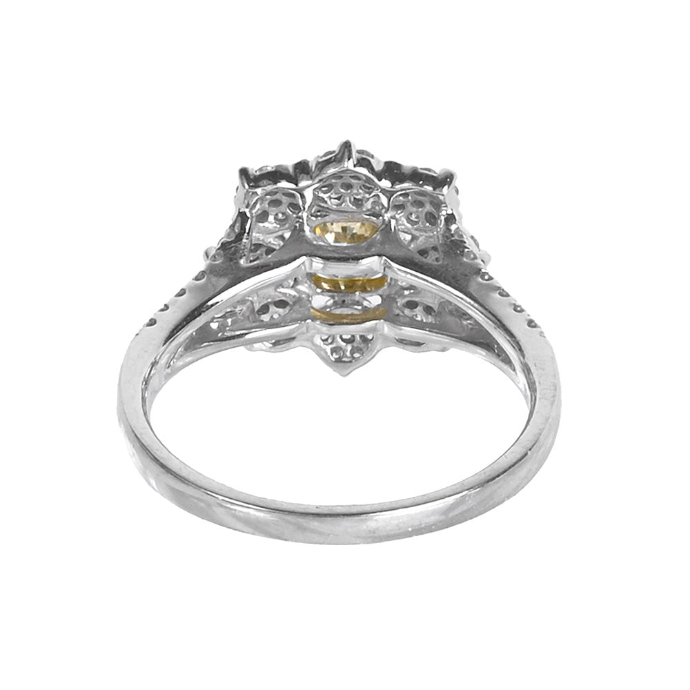 18 KT White Gold & Diamond Flower Engagement Ring