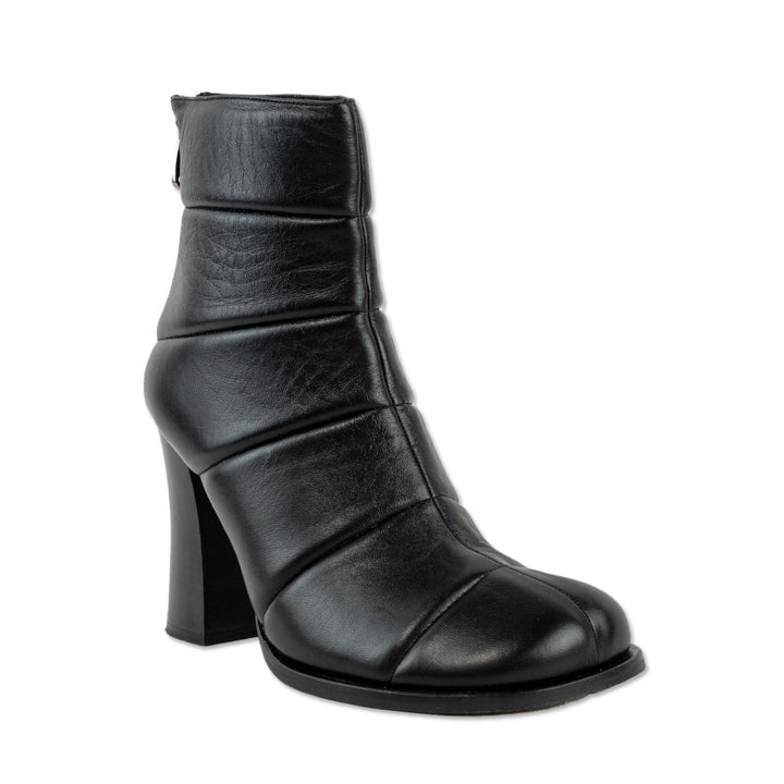 8 by Yoox Black Quilted Leather Ankle Boot