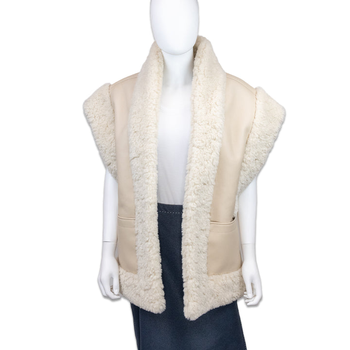 A.L.C. Cream Sutton Faux Shearling Vest