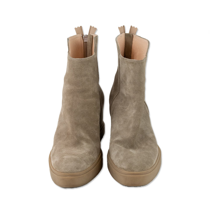 AGL Beige Suede Wedge Ankle Boots