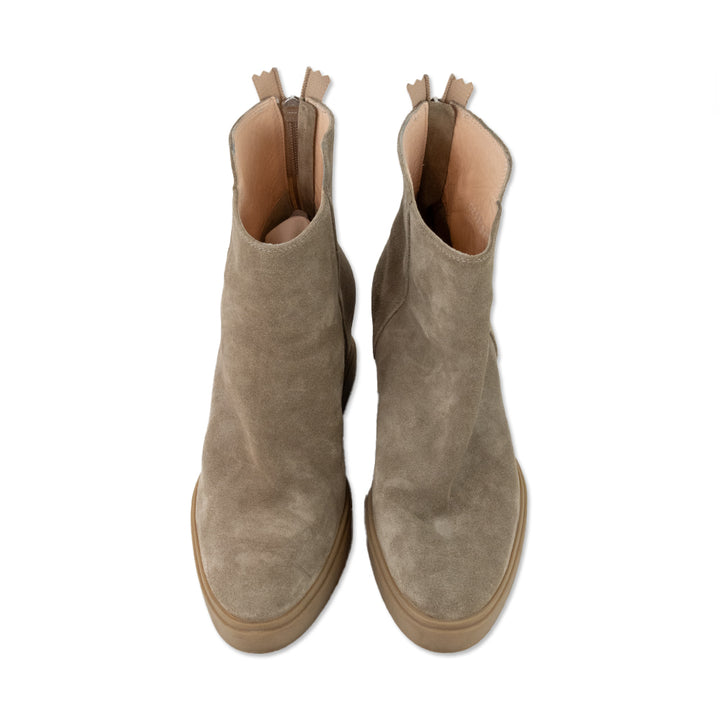 AGL Beige Suede Wedge Ankle Boots