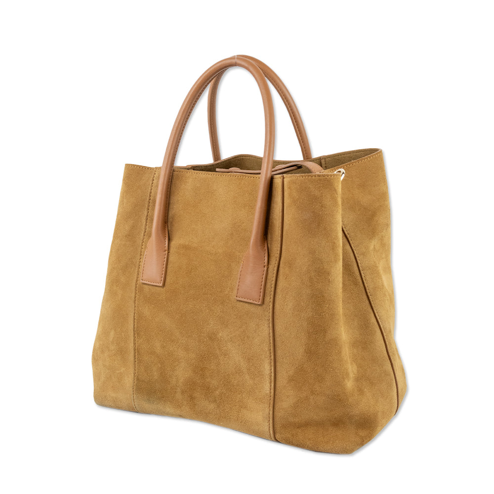 Aerin Tan Suede Mini Weekender Tote