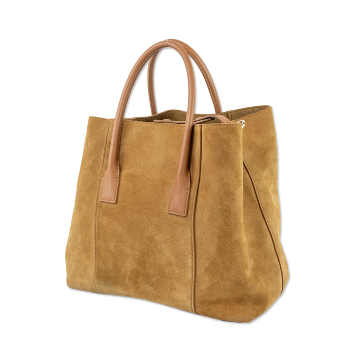 Aerin Tan Suede Mini Weekender Tote