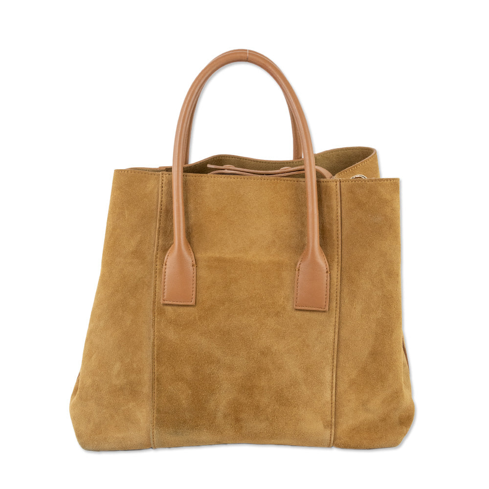 Aerin Tan Suede Mini Weekender Tote