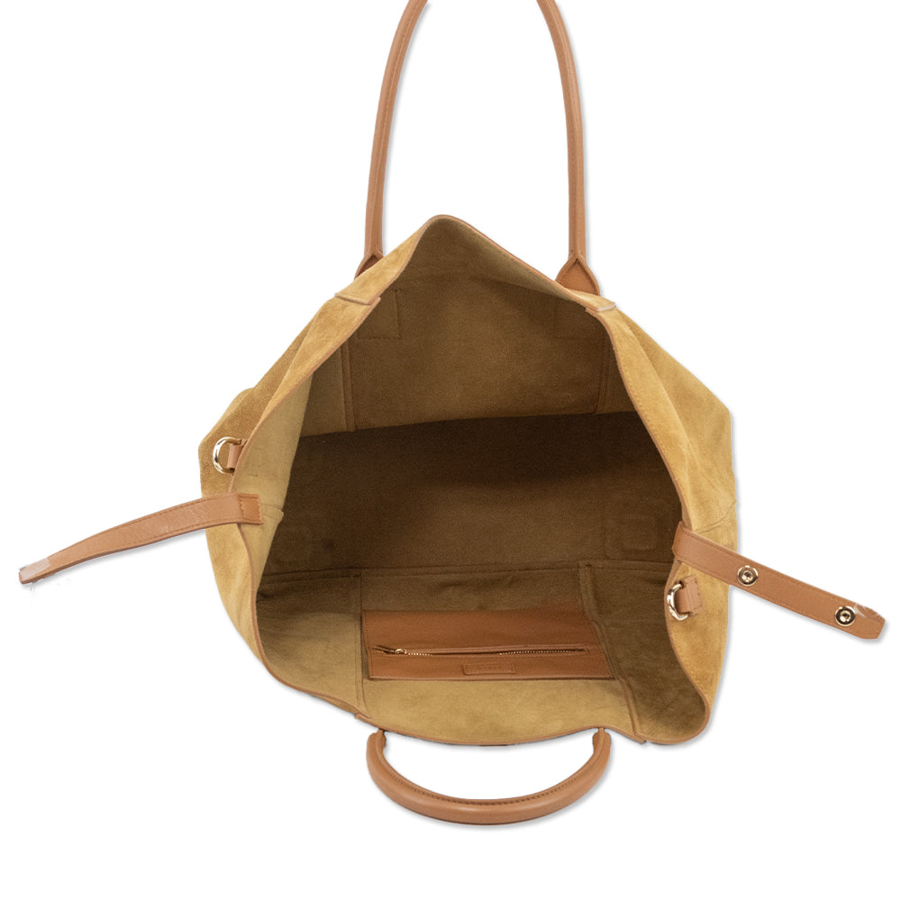 Aerin Tan Suede Mini Weekender Tote