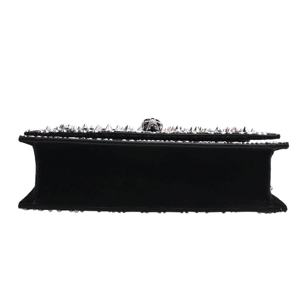 Alexander McQueen Black & Silver Crystal Studded Skull Mini Bag