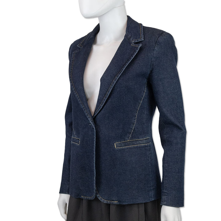 Alice + Olivia Macey Fitted Denim Blazer