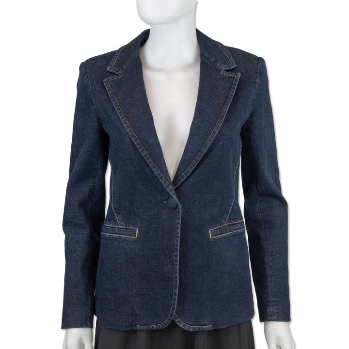 Alice + Olivia Macey Fitted Denim Blazer