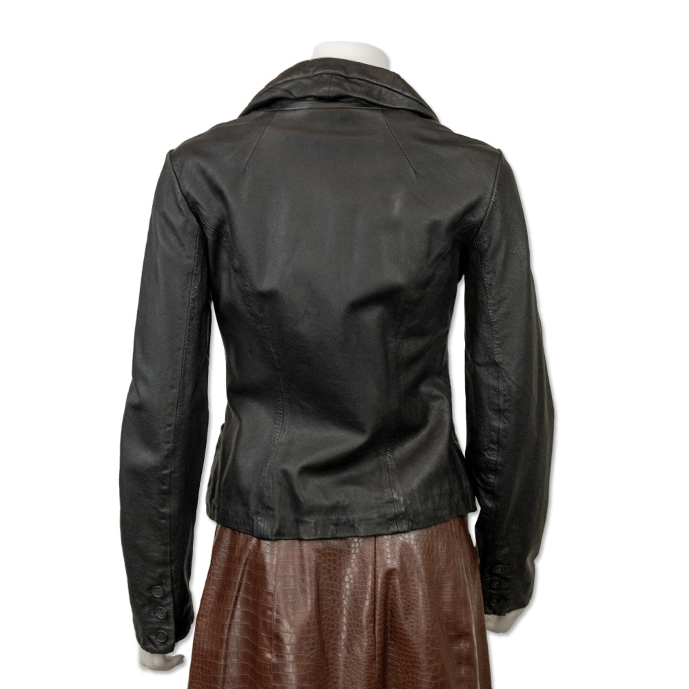 All Saints Black Textured Leather Blazer