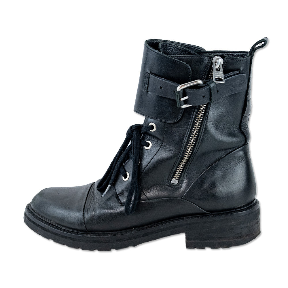 AllSaints Brigade Black Leather Biker Boots