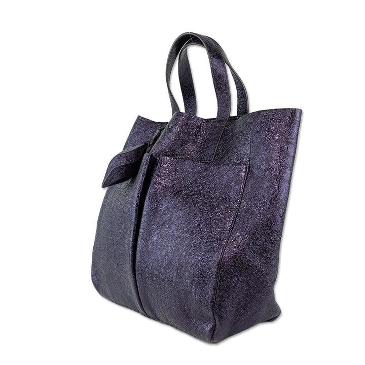 Anya Hindmarch Bits & Bobs Metallic Purple Crinkle Patent Leather Tote