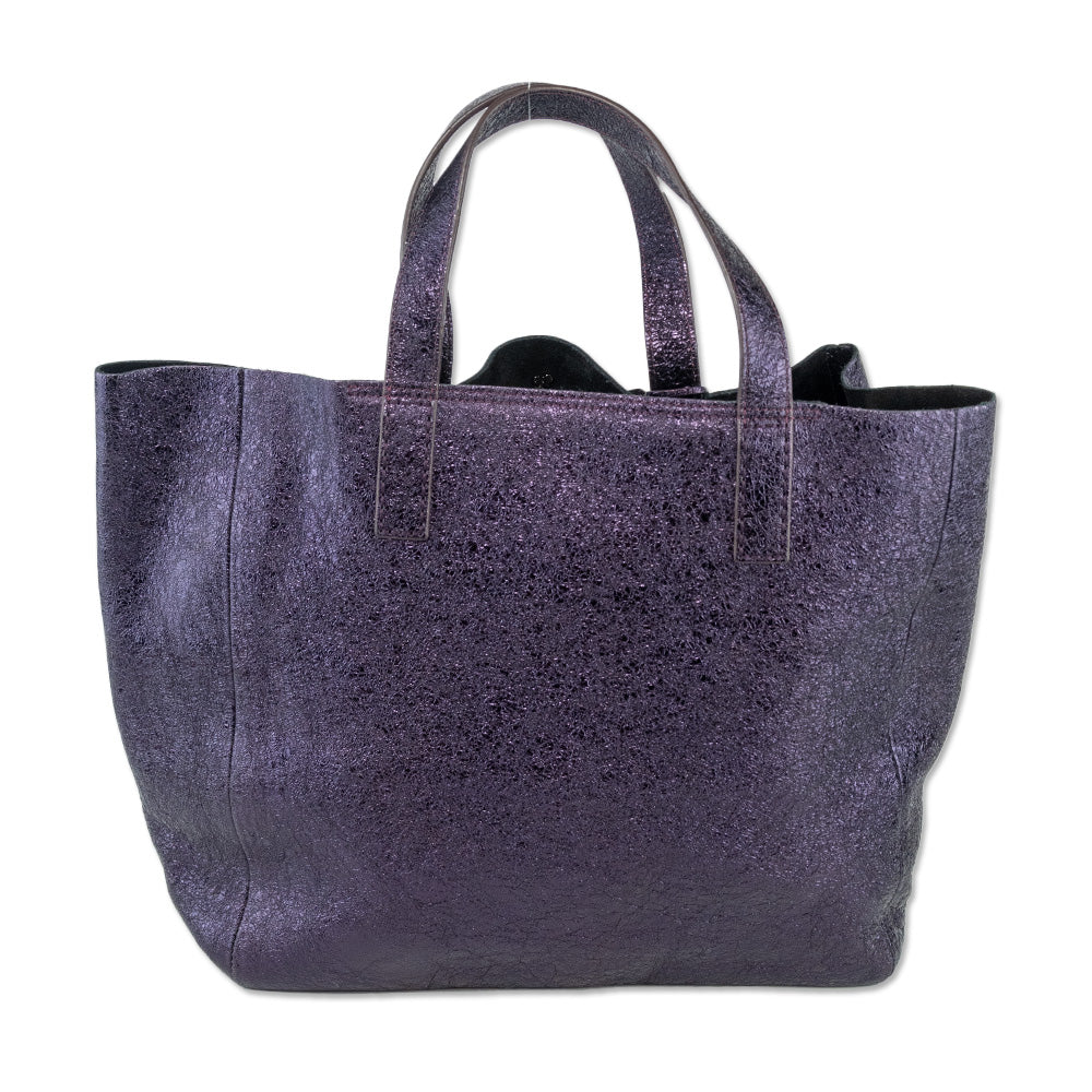 Anya Hindmarch Bits & Bobs Metallic Purple Crinkle Patent Leather Tote