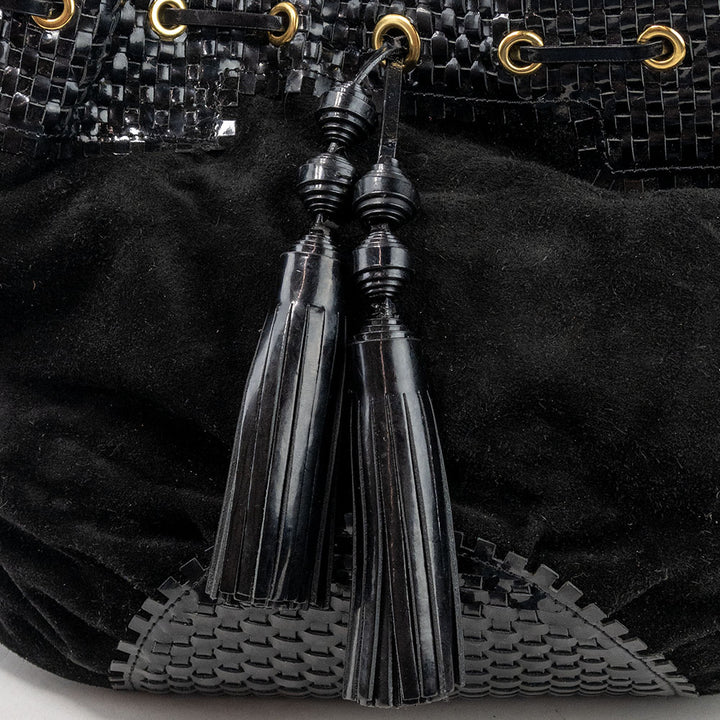 Anya Hindmarch Black Suede and Patent Leather Slouchy Tote