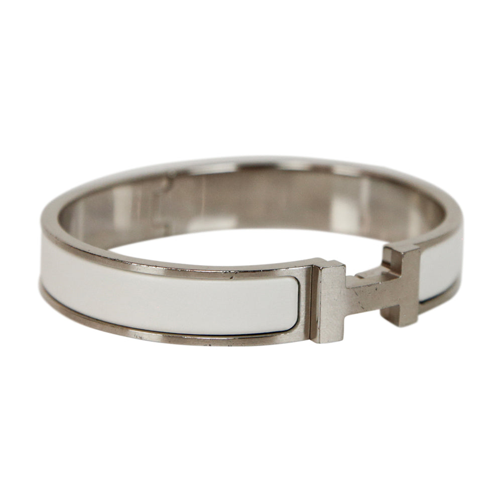 Hermès White Clic H Bracelet