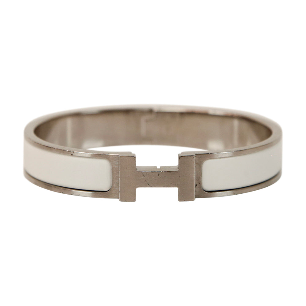 Hermès White Clic H Bracelet