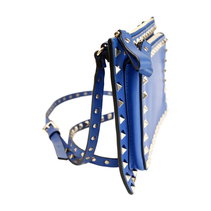 Valentino Blue Leather Rockstud Crossbody Bag