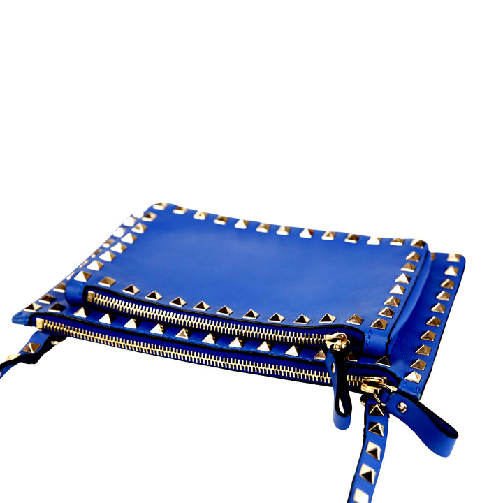 Valentino Blue Leather Rockstud Crossbody Bag