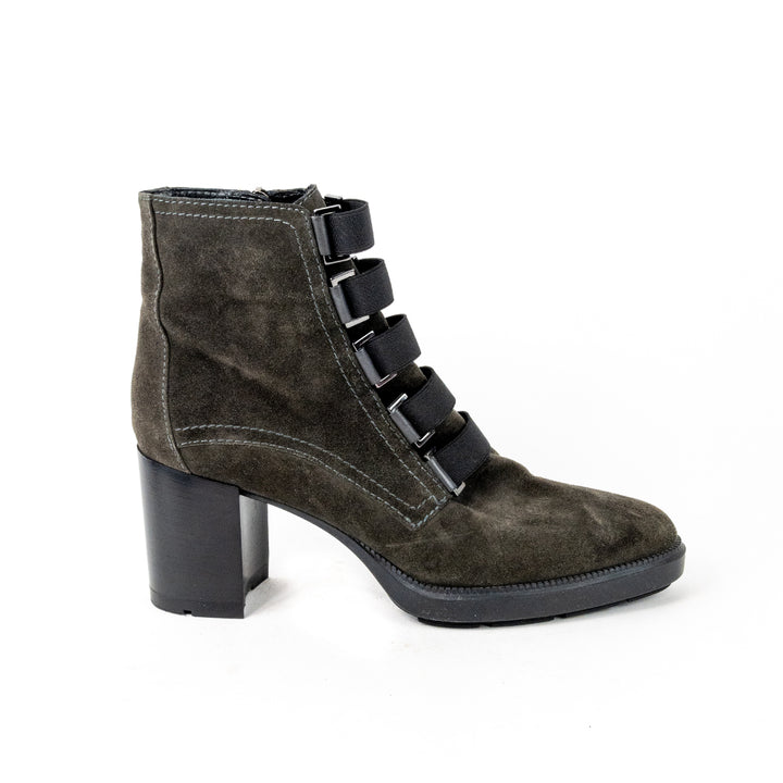 Aquatalia Brown Suede Heeled Combat Boots