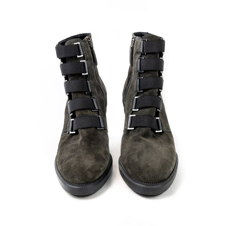 Aquatalia Brown Suede Heeled Combat Boots