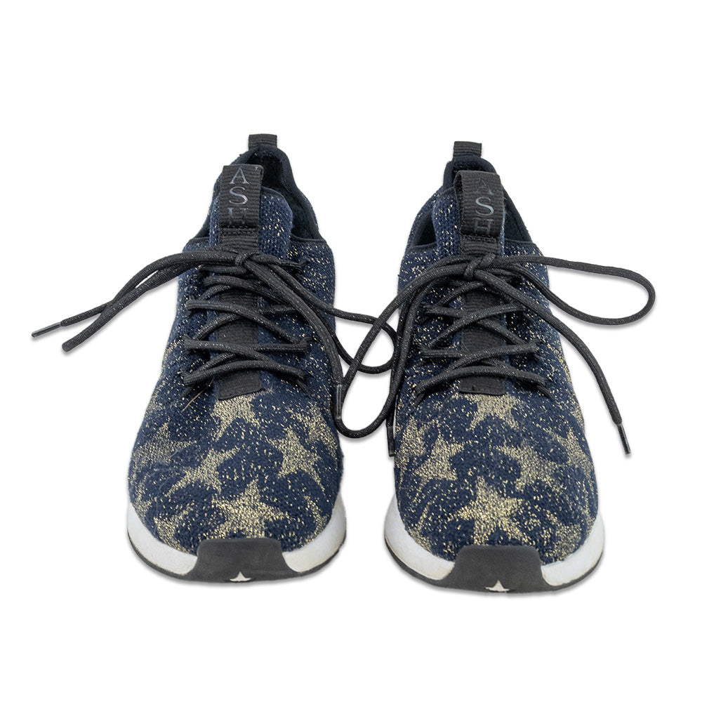 Ash Jaguar Navy and Metallic Gold Star Knit Sneakers