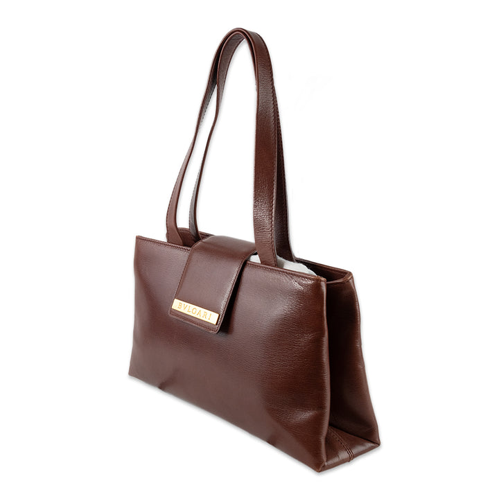 BVLGARI Brown Leather Shoulder Bag