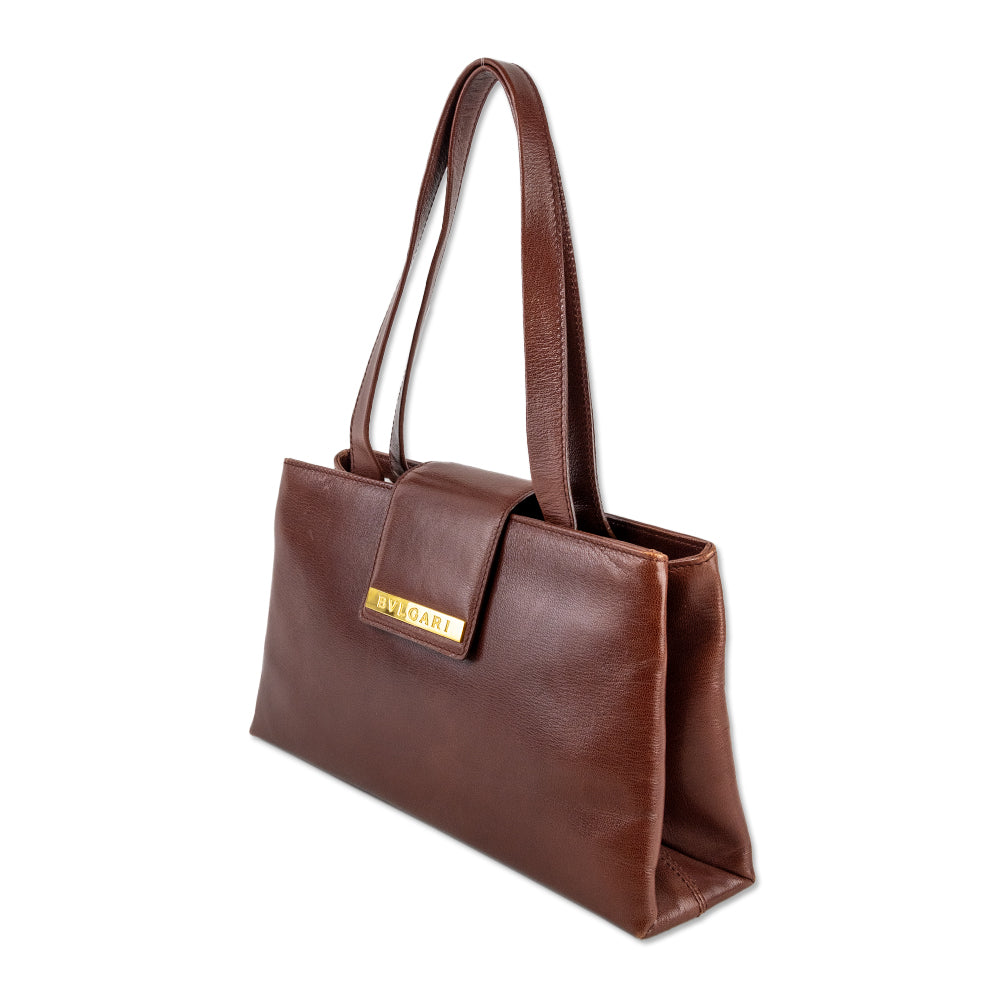 BVLGARI Brown Leather Shoulder Bag