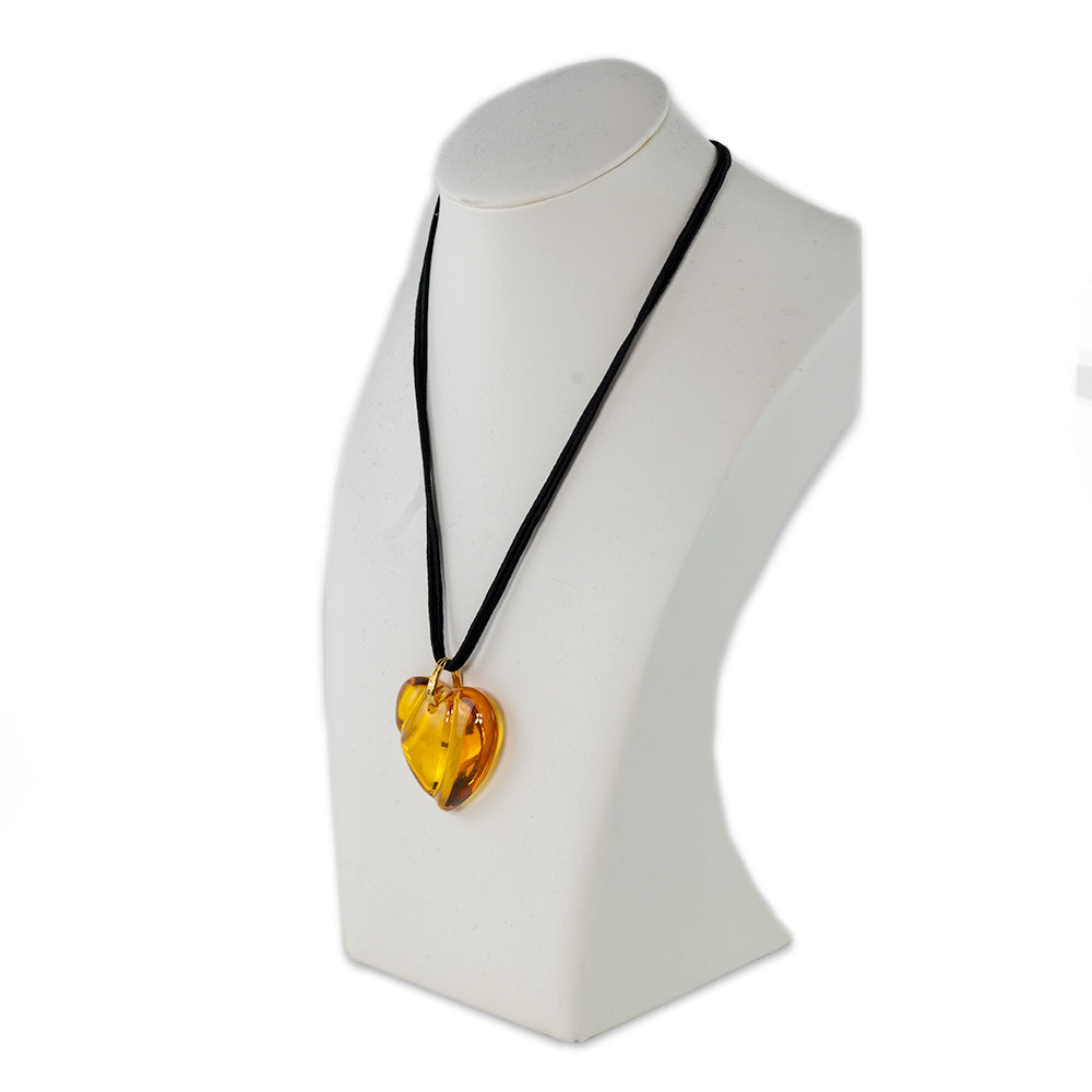 Baccarat Amber Glass Heart Necklace