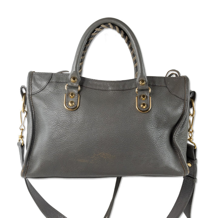 Balenciaga Mini City Bag in Gray Leather with Gold Hardware