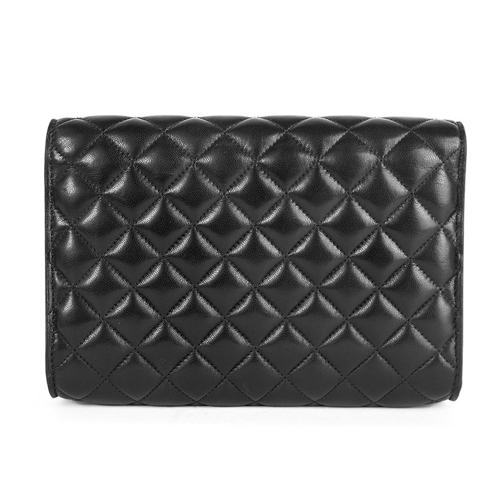 Balmain Black Quilted Leather Clutch