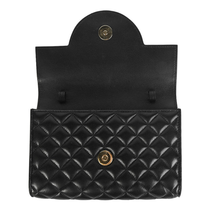 Balmain Black Quilted Leather Clutch