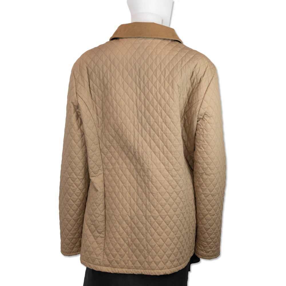 Barbour Beige Quilted Suede-Collar Jacket