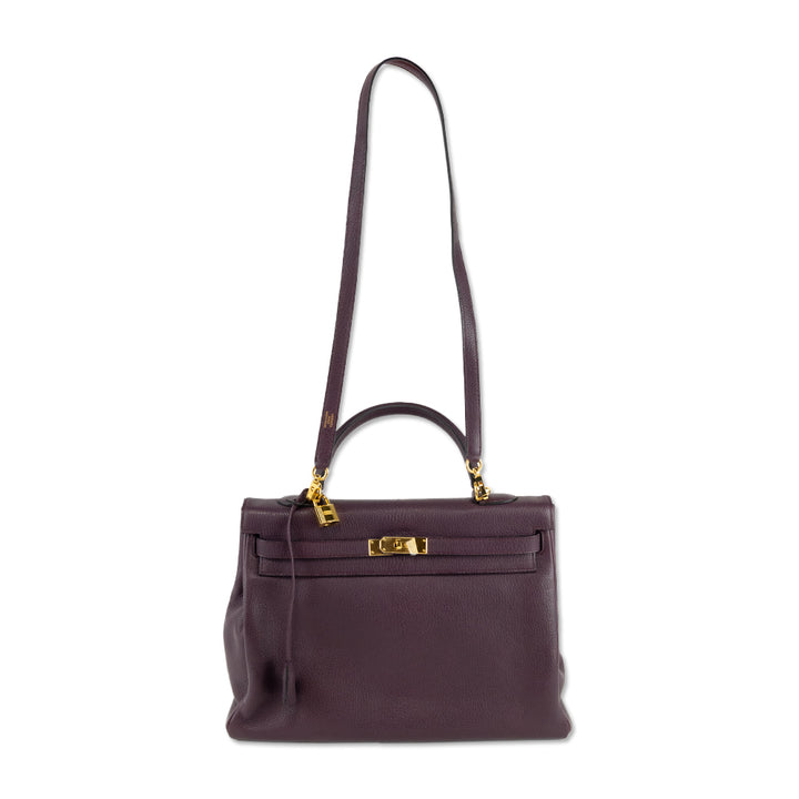 Hermès Kelly Retourne 35 Purple Clemence Gold Hardware