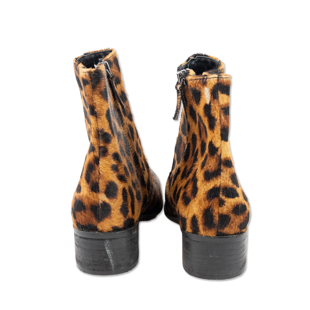 Botkier Animal Print Calf Hair Pointed Toe Ankle Boots