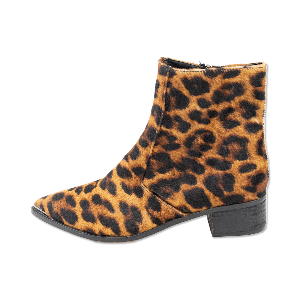 Botkier Animal Print Calf Hair Pointed Toe Ankle Boots