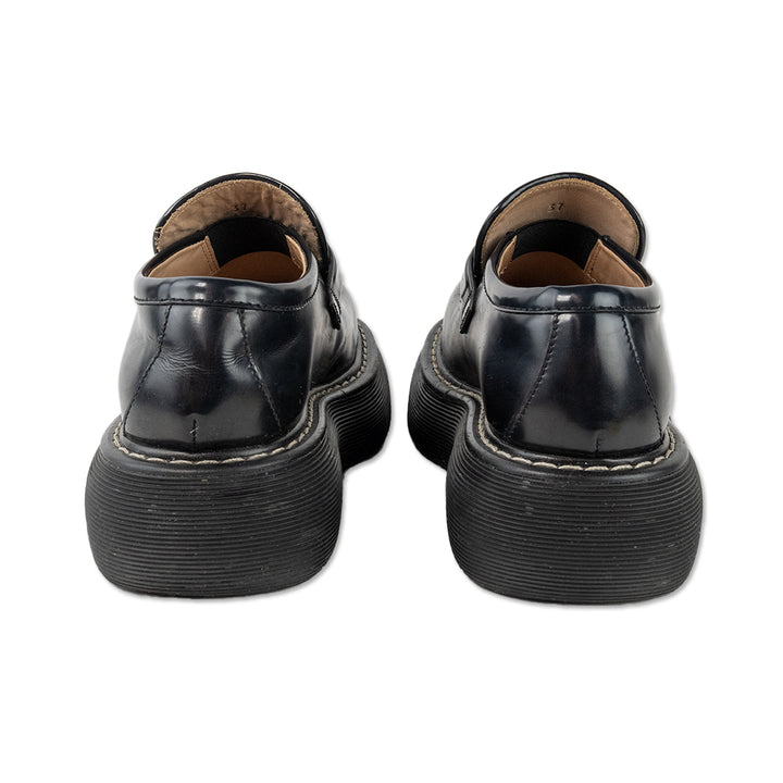 Bottega Veneta Black Leather Swell Loafers