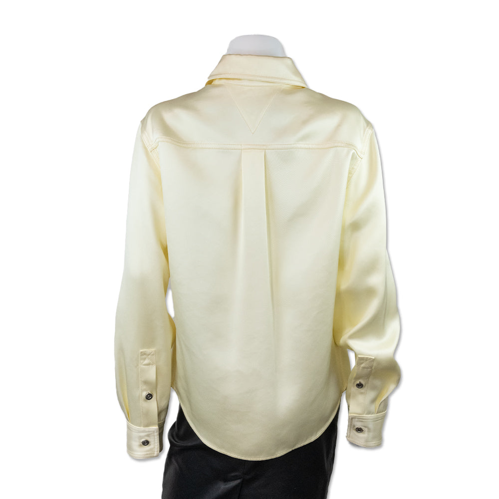 Bottega Veneta Butter Yellow Oversized Silk Twill Button Down