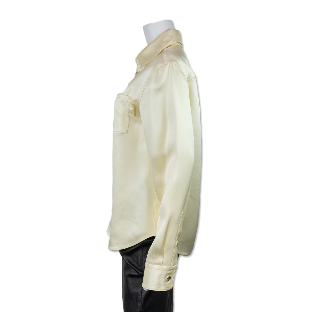 Bottega Veneta Butter Yellow Oversized Silk Twill Button Down