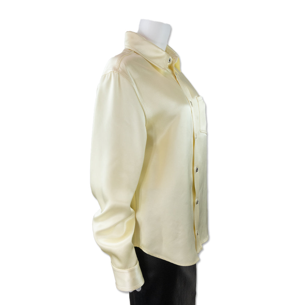 Bottega Veneta Butter Yellow Oversized Silk Twill Button Down