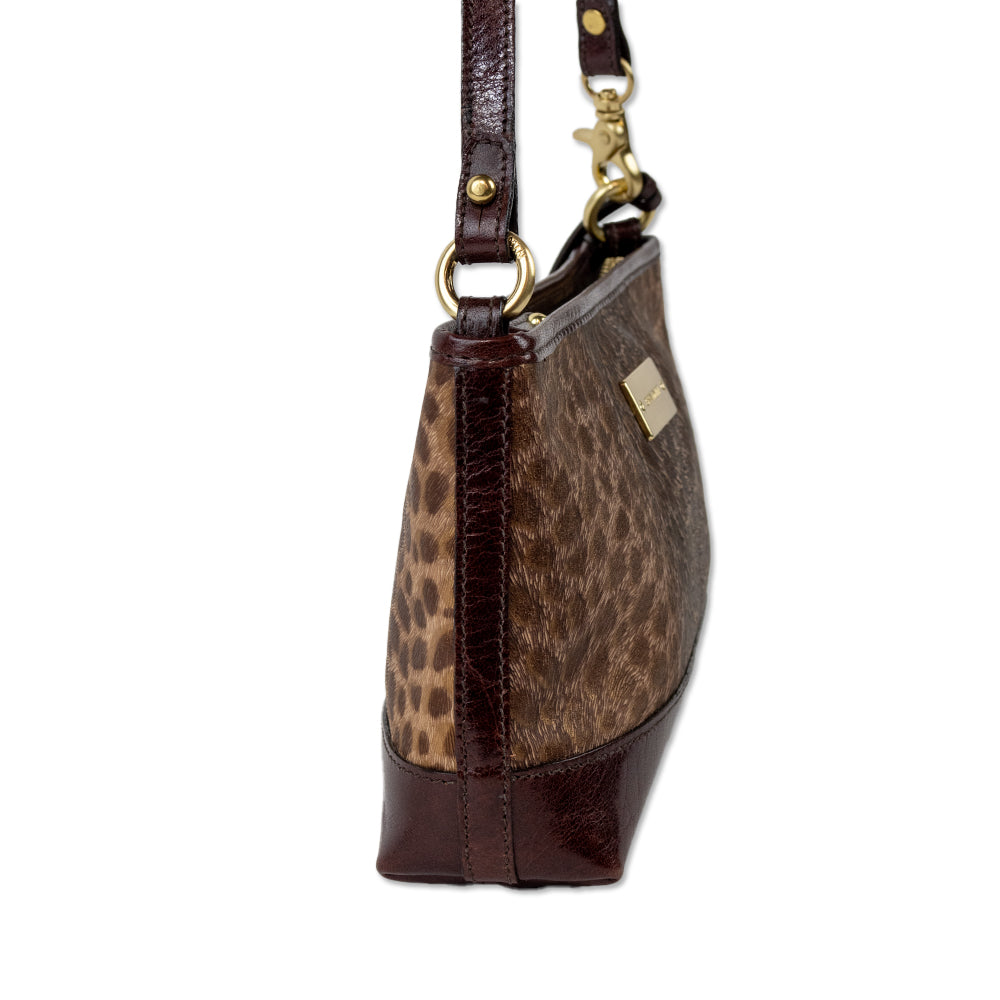 Brahmin Printed Brown Leather Shoulder Bag