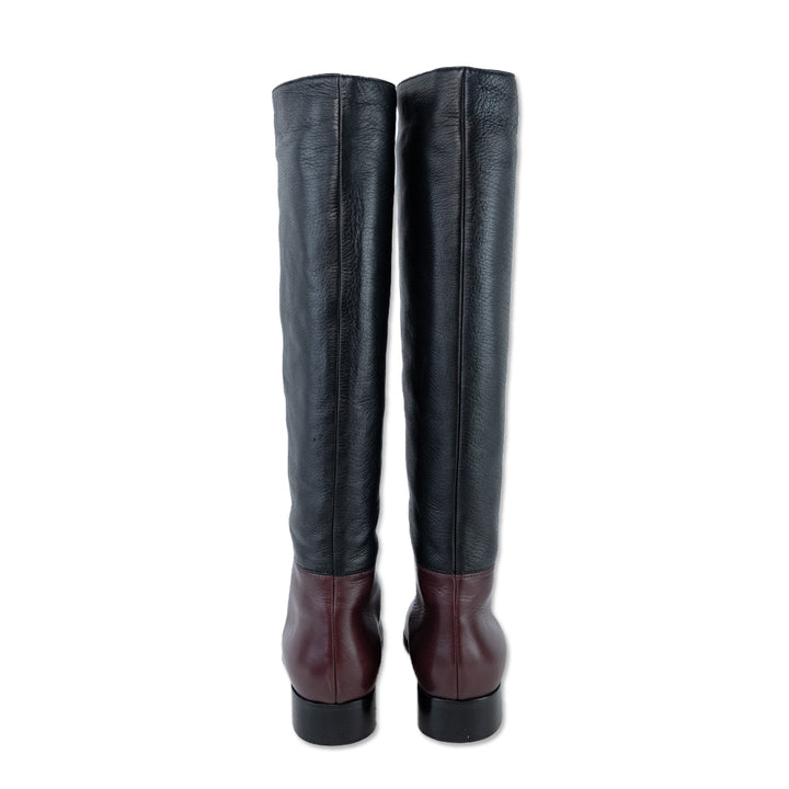 Bruno Magli Black Burgundy Leather Knee High Boots