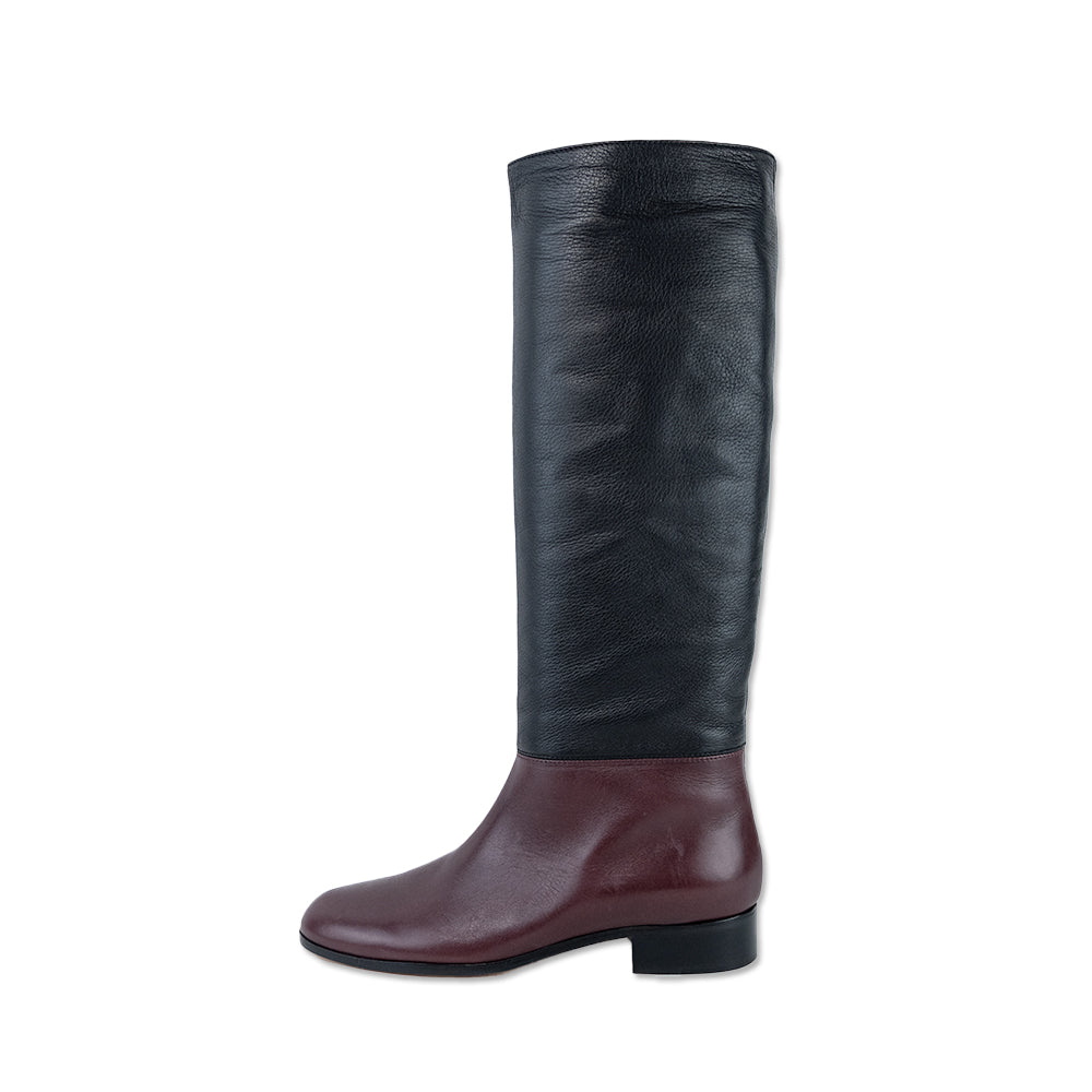 Bruno Magli Black Burgundy Leather Knee High Boots