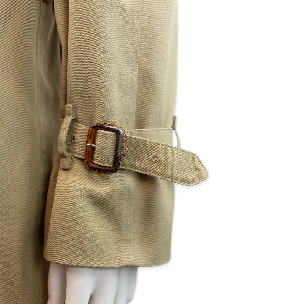 Burberry Beige Belted Double-Breasted Long Trench Coat