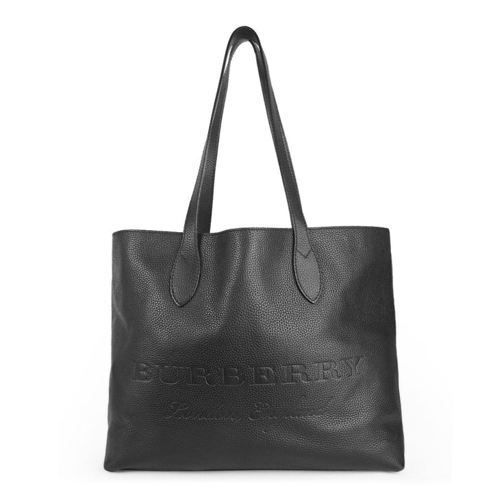 Burberry Black Pebbled Leather Large Tote Bag