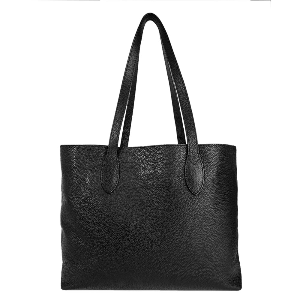 Burberry Black Pebbled Leather Large Tote Bag