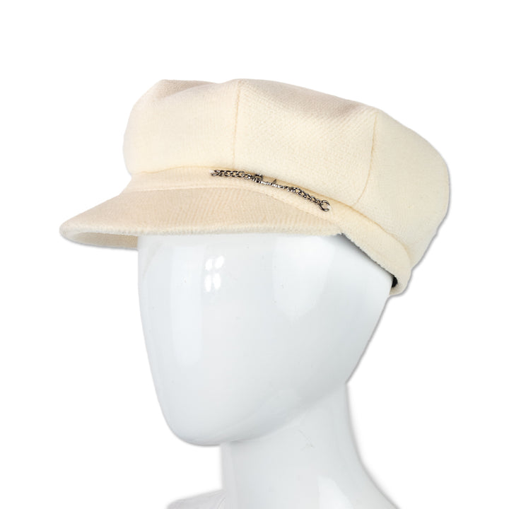 Burberry Cream Wool Newsboy Cap