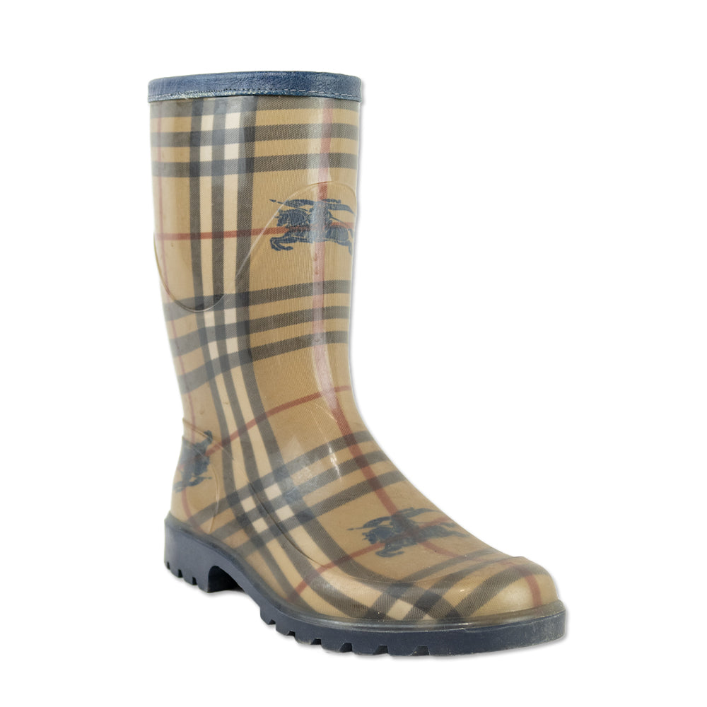 Burberry Haymarket Check Rubber Mid-Calf Rain Boots