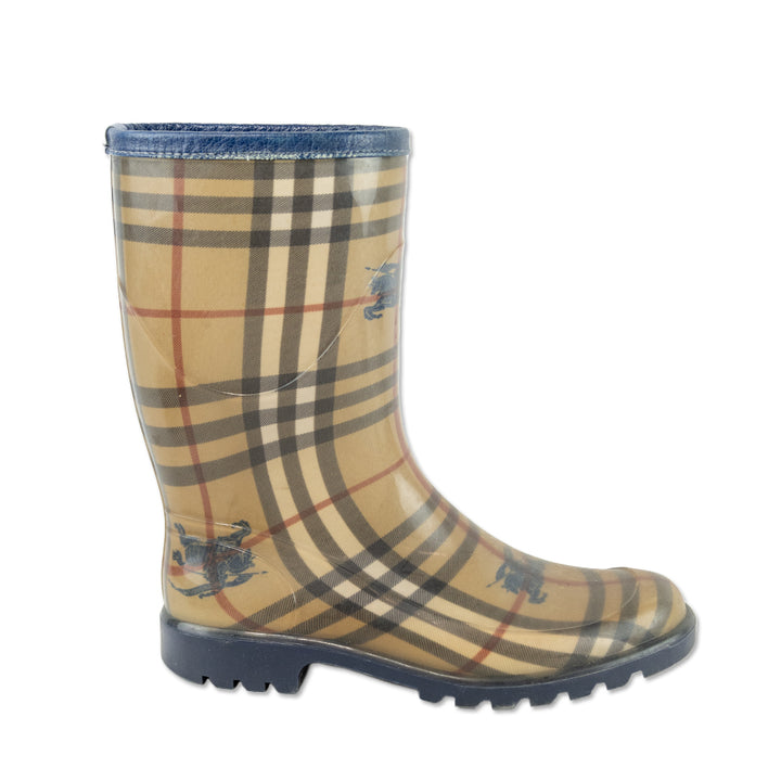 Burberry Haymarket Check Rubber Mid-Calf Rain Boots