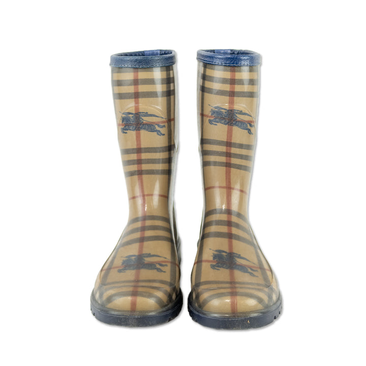 Burberry Haymarket Check Rubber Mid-Calf Rain Boots